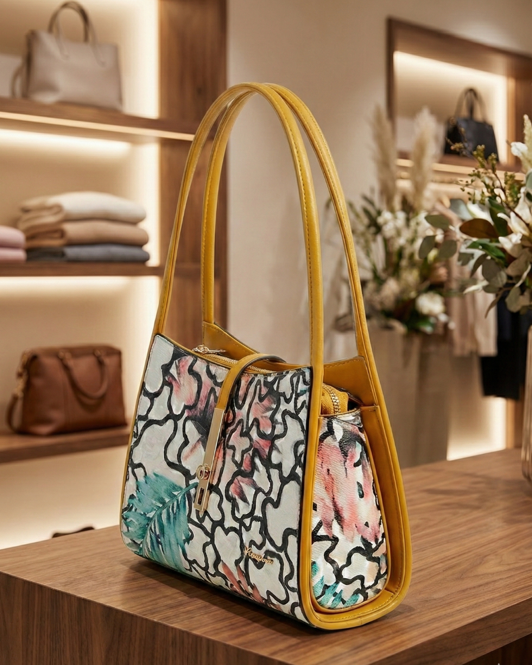 Floral Grace Leather Tote